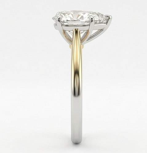 6 Ct Lab Grown Diamond Pear Shape Solitaire (Mixed Metal) Ring in 14K White Gold - 3