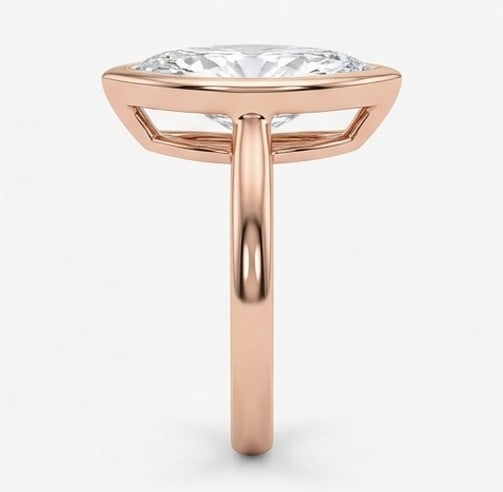 3 Ct Lab Grown Diamond Marquise Bezel Set Solitaire Ring in 14K Rose Gold - 2