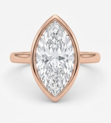 3 Ct Lab Grown Diamond Marquise Bezel Set Solitaire Ring in 14K Rose Gold - 3