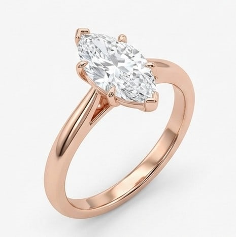 2 Ct Lab Grown Diamond Marquise Solitaire with V-Prongs Ring in 14K Rose Gold - 3
