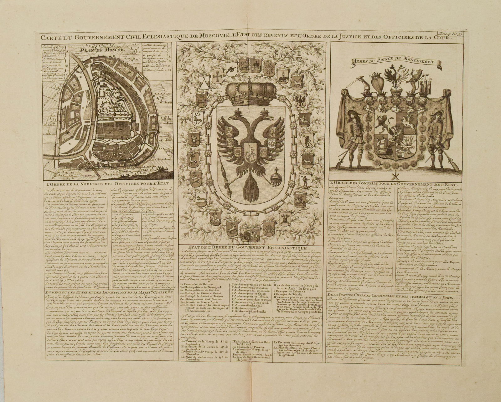 1714 Chatelain Map of Moscow with Coats of Arms -- Carte du Gouvernement Civil et Ecclesiastique de (1 of 1)