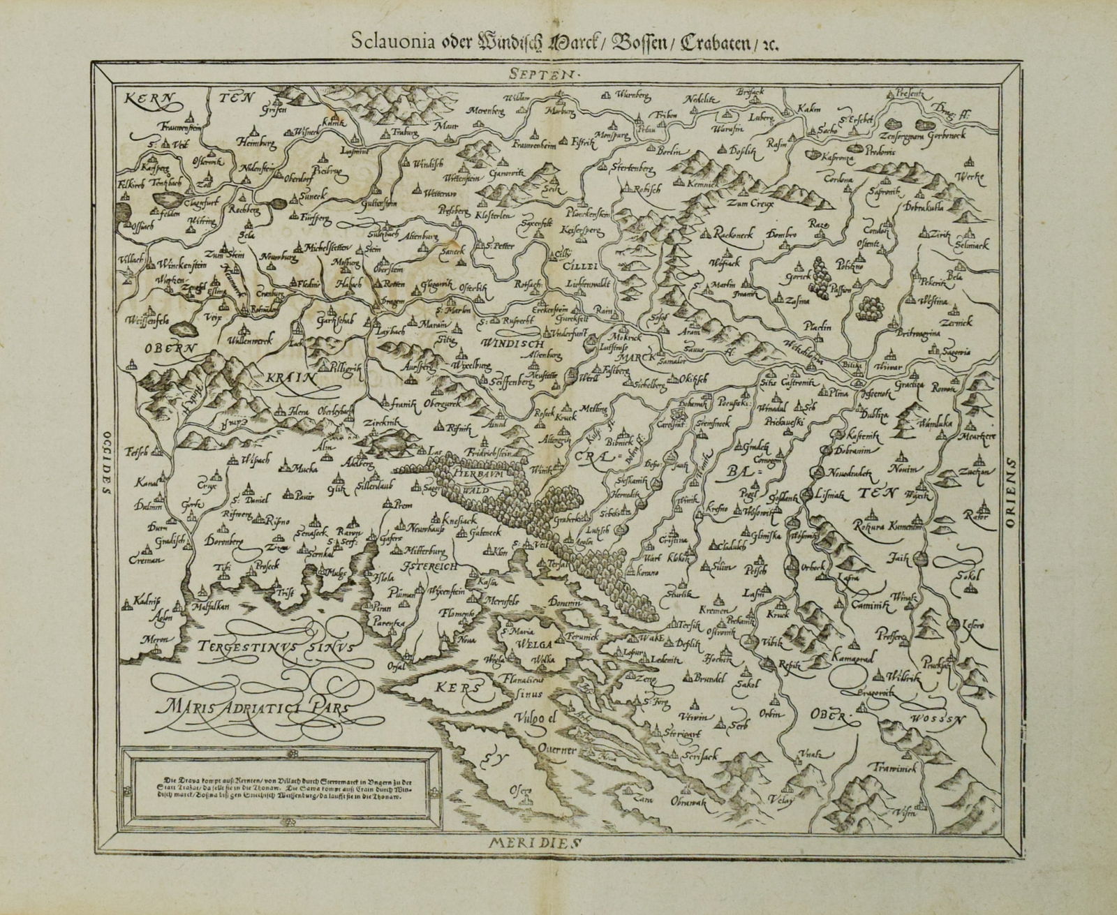 1598 Munster Map of Northern Adriatic Coastal Areas -- Sclavonia oder Windisch Marck Bossen Crabaten (1 of 1)