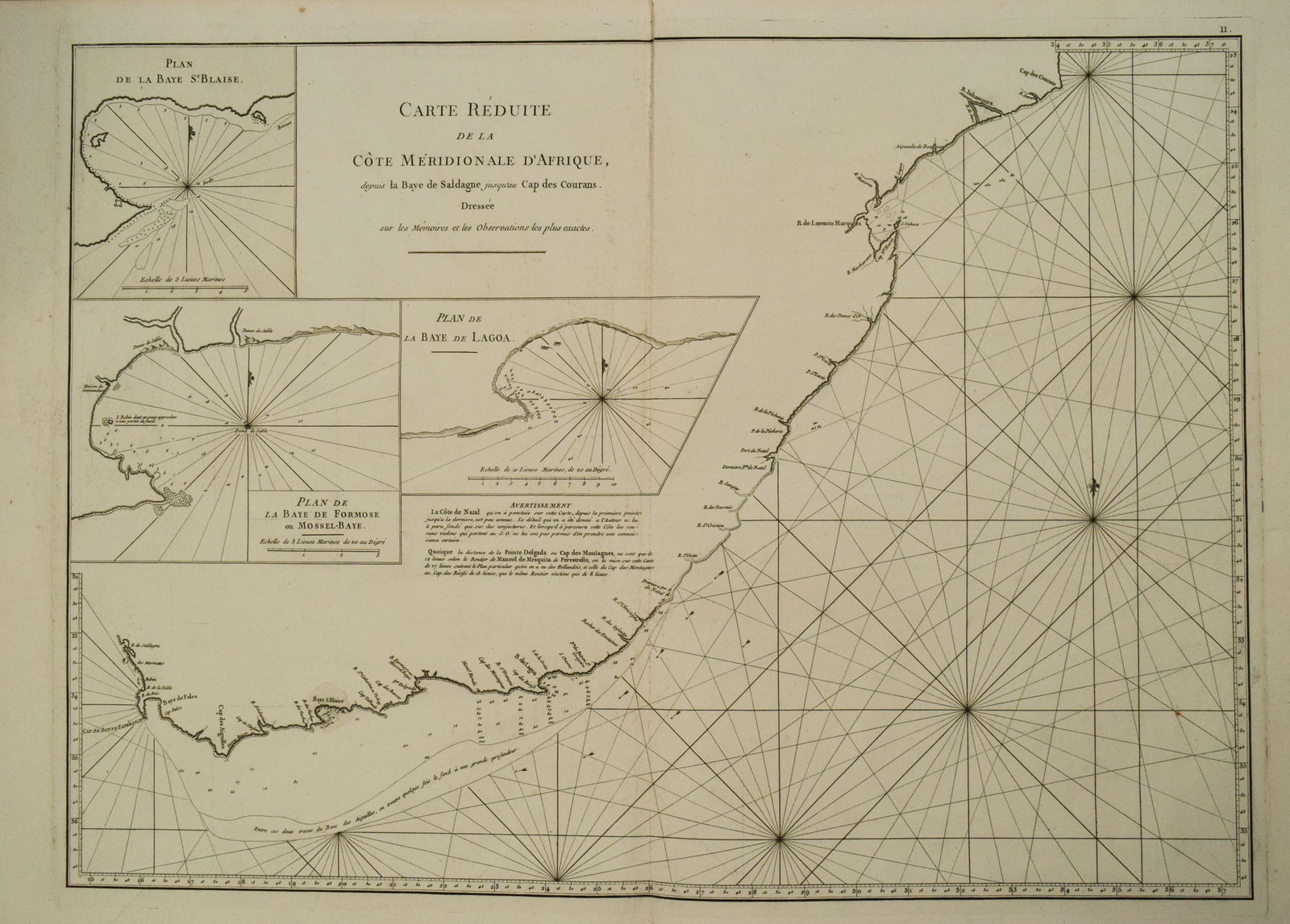 1775 d'Apres de Mannevillette Map of South African Coast -- Carte Reduite de la Cote Meridionale (1 of 1)