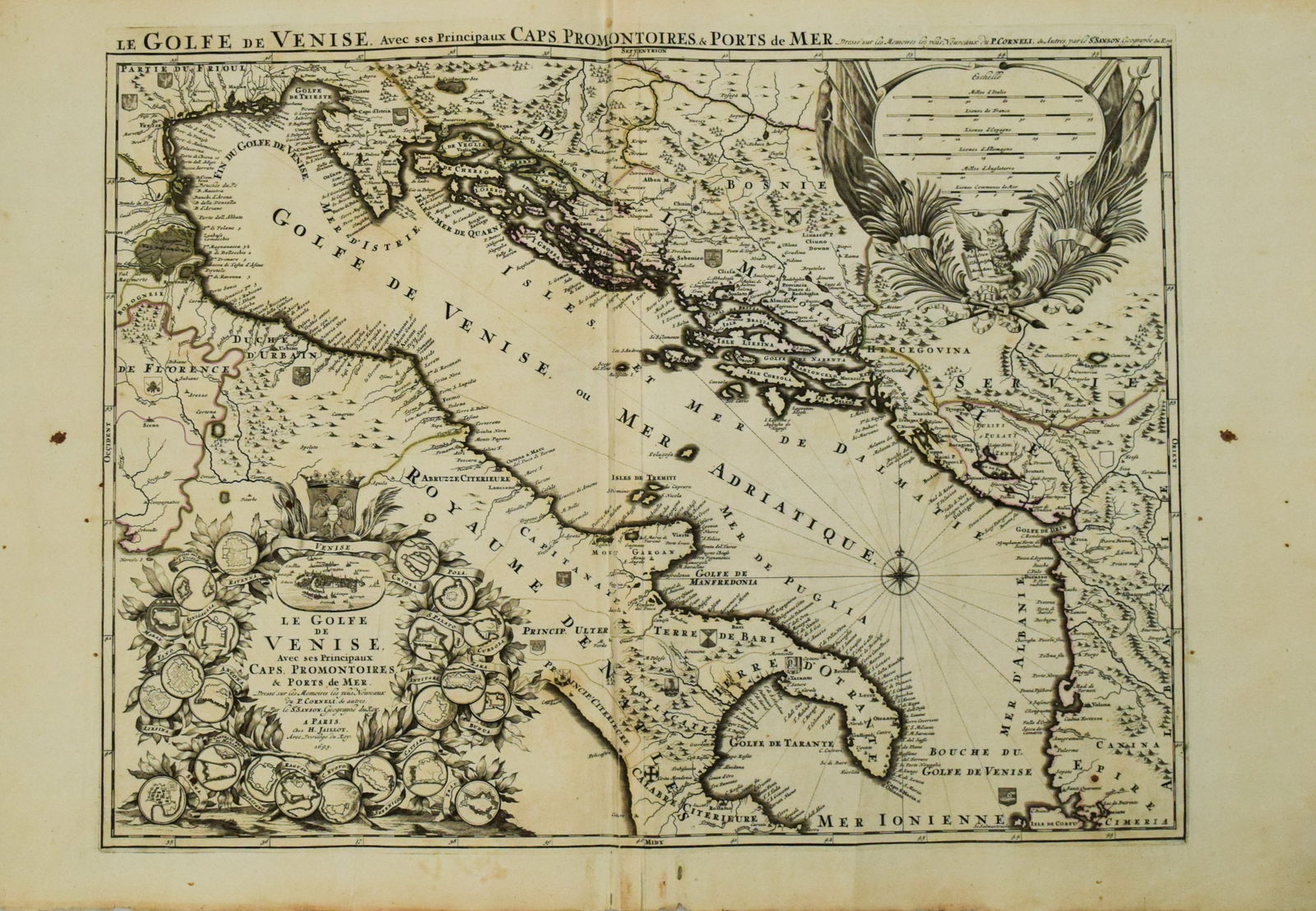 1693 Jaillot Map of the Adriatic Sea and Much of Italy -- Le Golfe de Venise, Avec ses Principaux (1 of 1)
