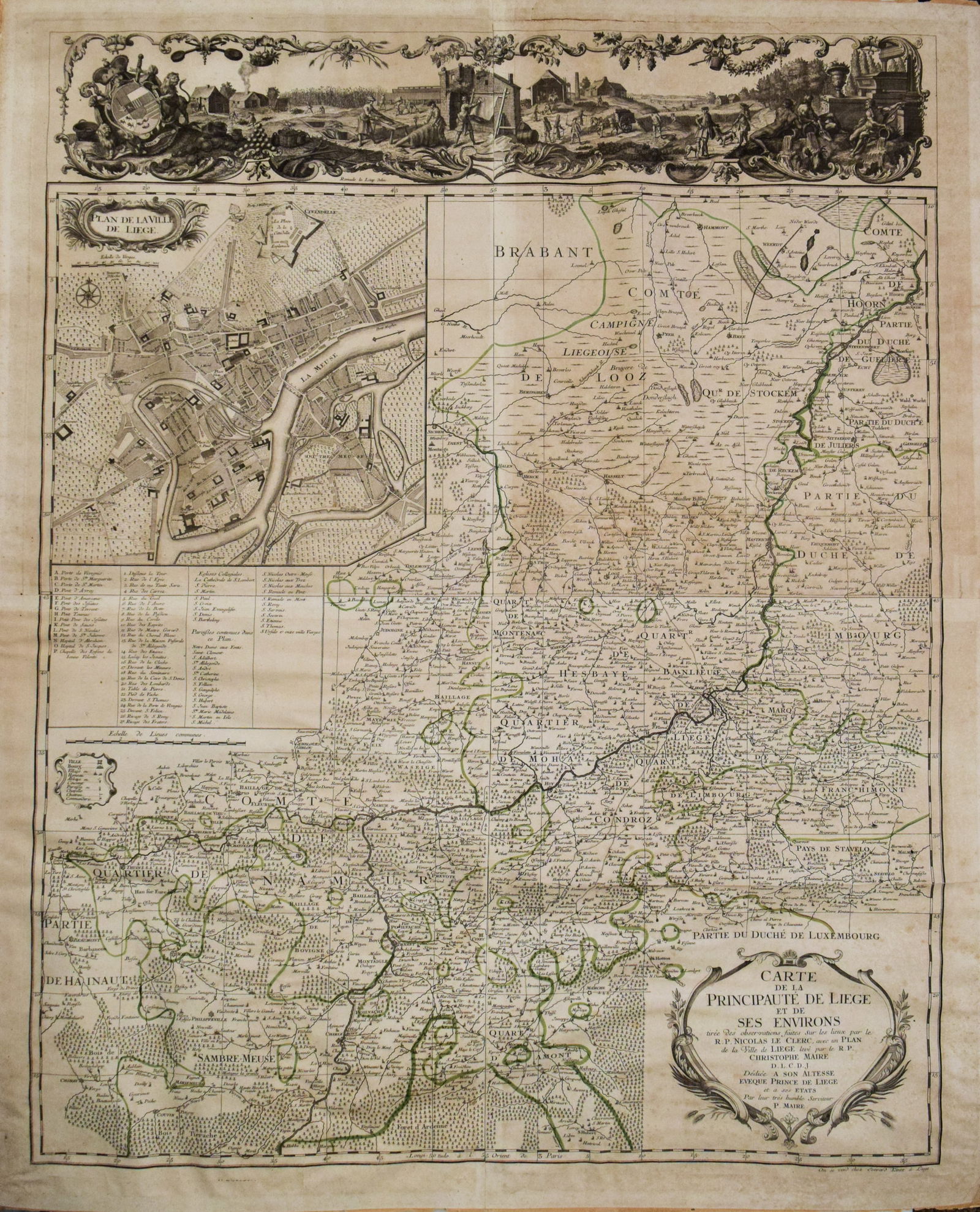 1760 Maire/Leclerk Map of Eastern Belgium and Liege -- Carte De La Principaute De Liege Et De Ses (1 of 1)