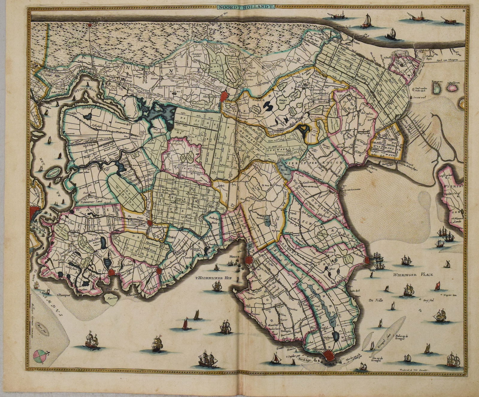 1680 de Wit Map of Northern Holland -- Noordt Hollandt (1 of 1)