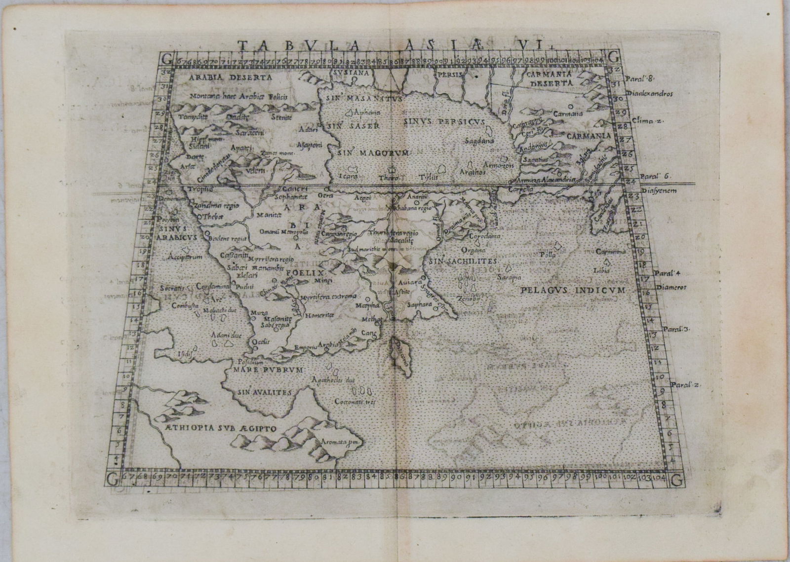 1574 Ruscelli Map of Arabian Peninsula -- Tabula Asiae VI (1 of 1)