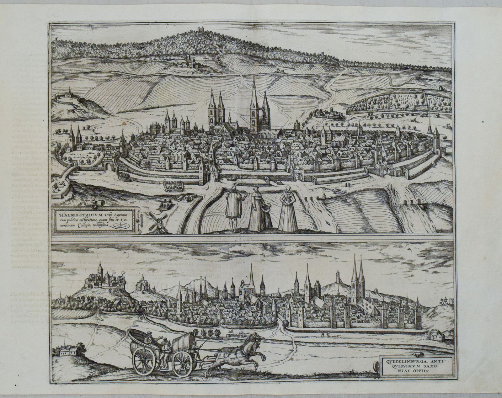 1582 Braun and Hogenberg View of Halberstadt and Quedlinburg in Saxony -- Halberstadium, Urbs (1 of 1)