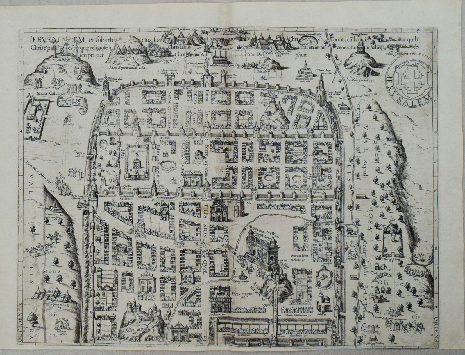 1588 Braun and Hogenberg View of Jerusalem (Partial) -- Ierusalem, et Suburbia Eius, Sicut Tempore (1 of 1)