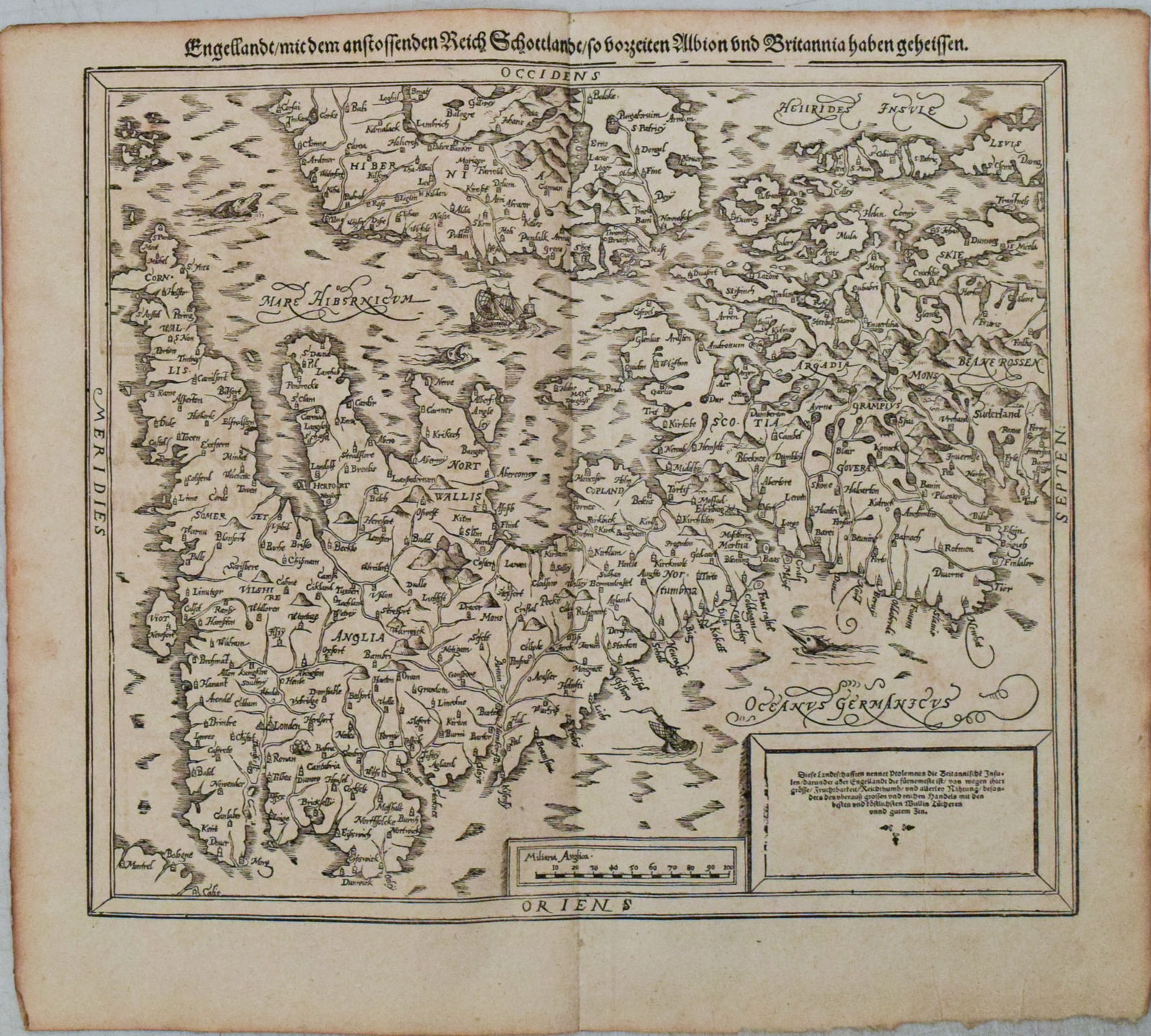 1598 Munster Map of Britain -- Engellandt mit dem Anstossenden Reich Schottlandt so vor Zeiten (1 of 1)