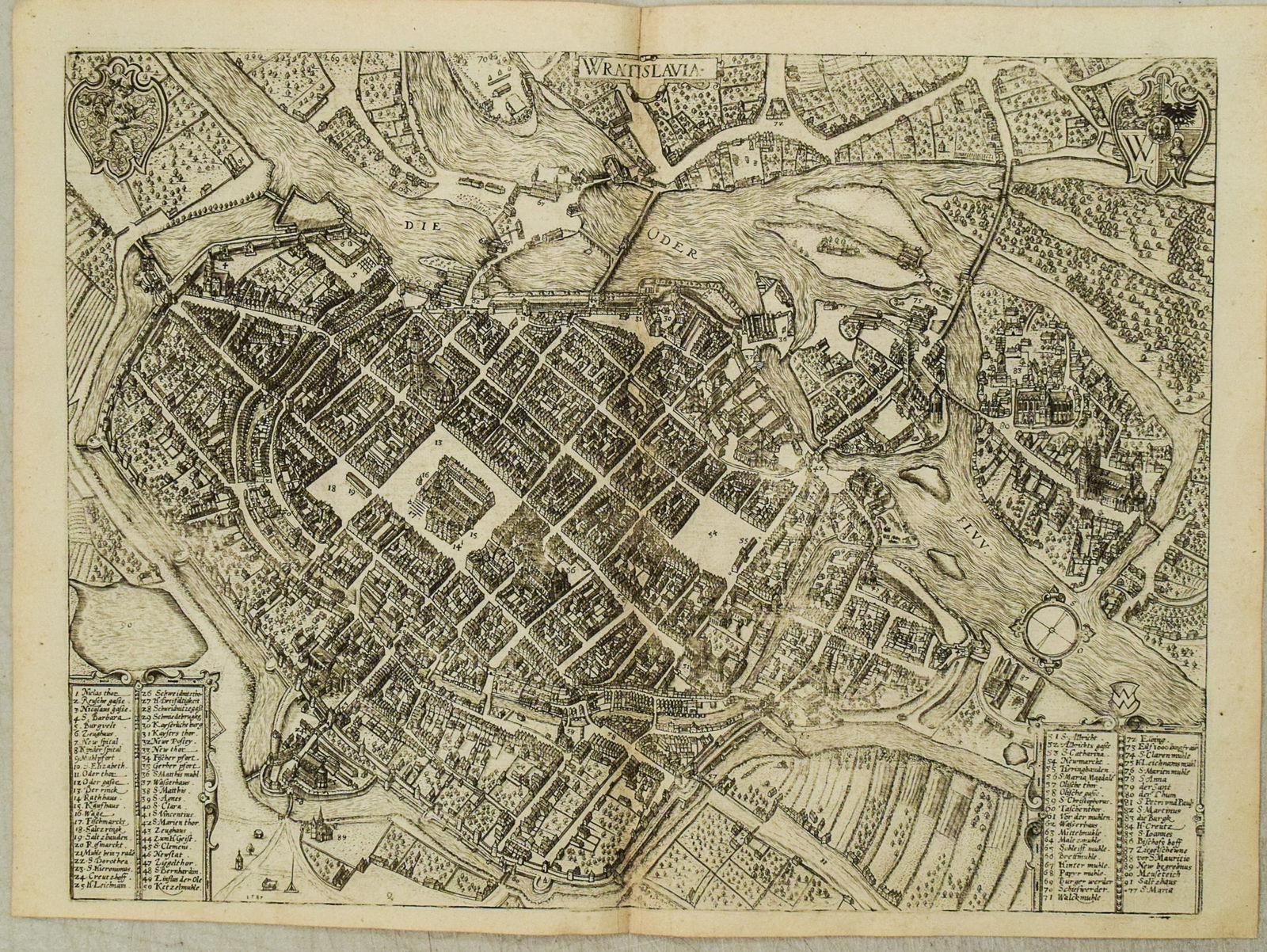 1587 Braun and Hogenberg Map of Wroclaw Poland -- Wratislavia (1 of 1)