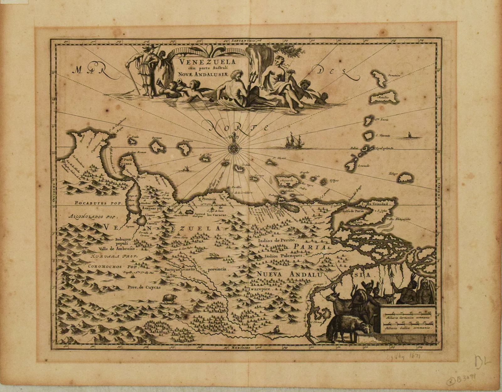 1671 Ogilby Map of Venezuela -- Venezuela cum Parte Australi Novae Andalusiae (1 of 1)