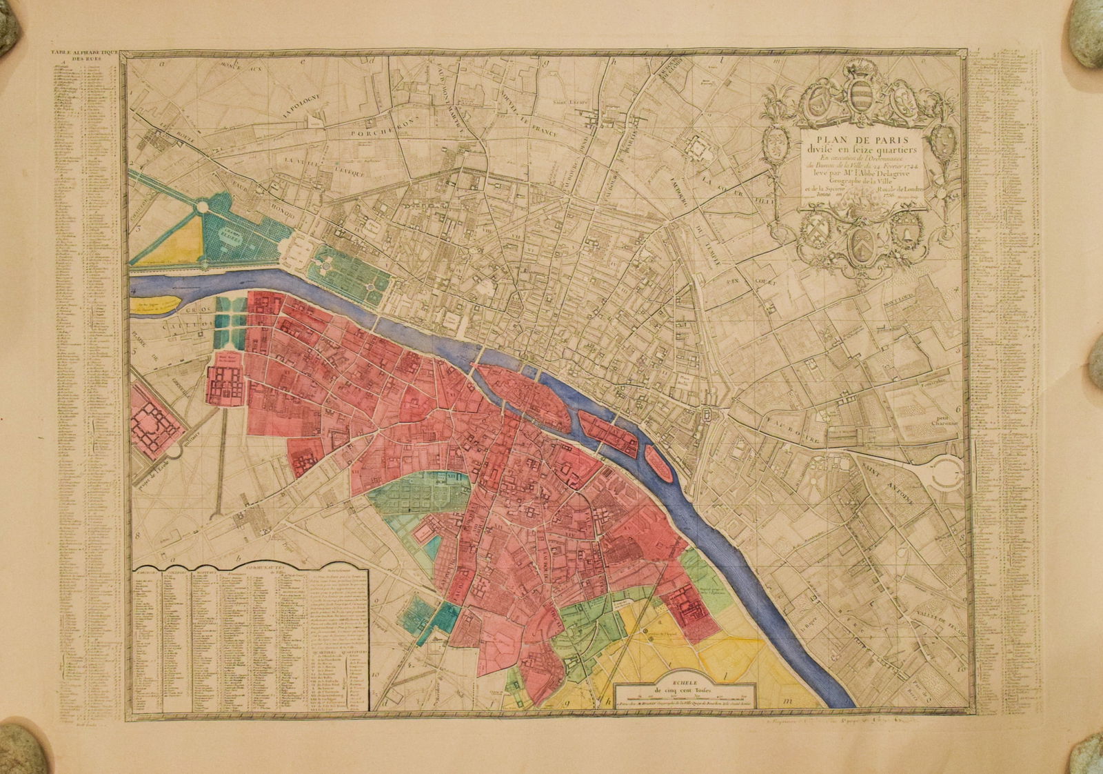 1744 Delagrive Map of Paris -- Plan de Paris Divise en Seize Quartier (1 of 1)