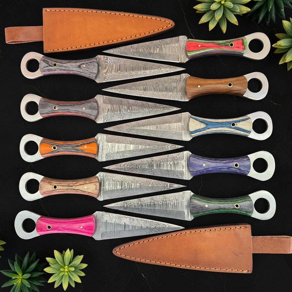 Set of 10 Full Tang Hunting Daggers, 10 Inch Damascus Steel Knife with Wood Resin Handle: Title:Set of 10 Full Tang Hunting Daggers, 10 Inch Damascus Steel Knife with Wood Resin HandleDescription:This listing is for a lot of 10 handmade tactical hunting daggers, model D978. Each knife is