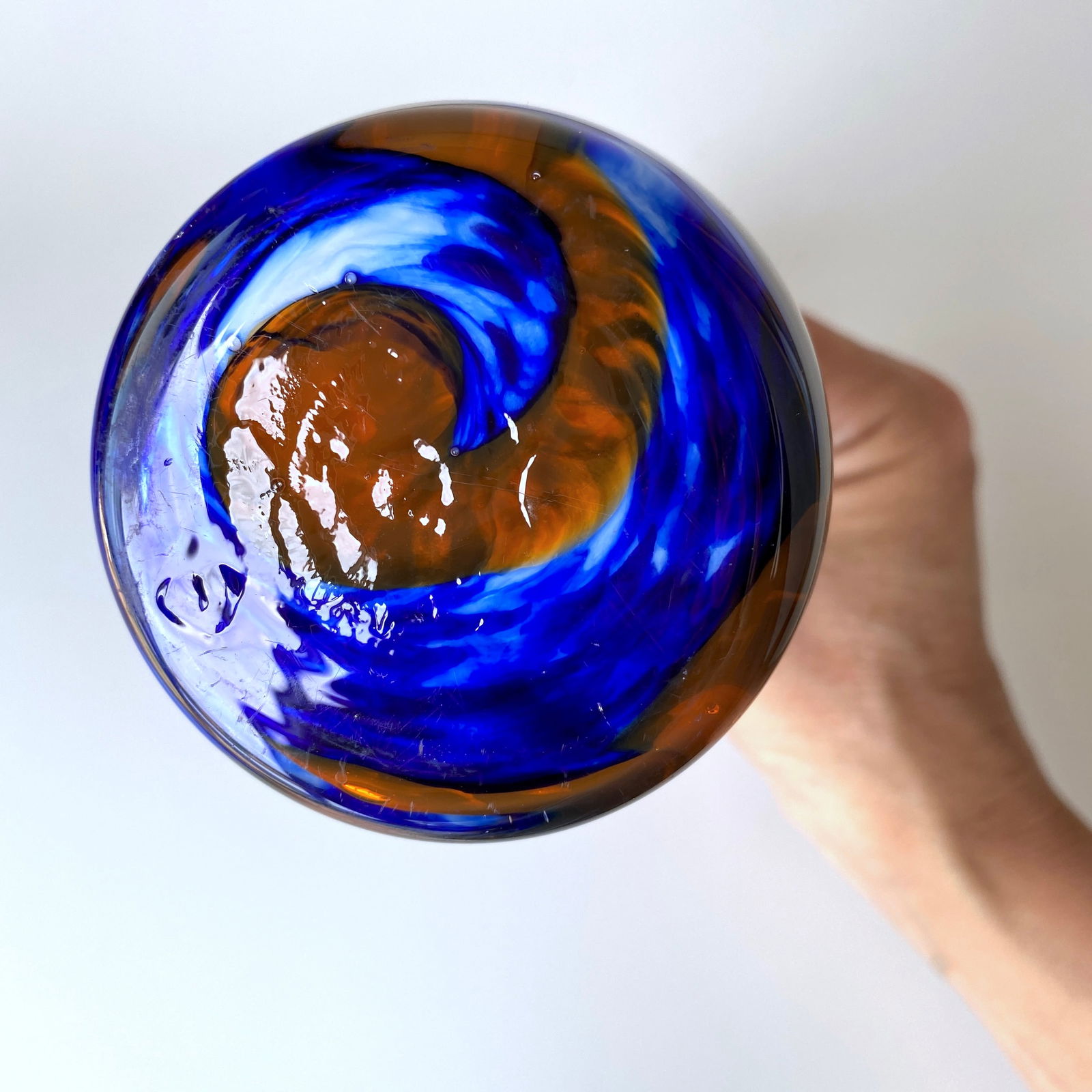 Handmade blown glass vase - 5