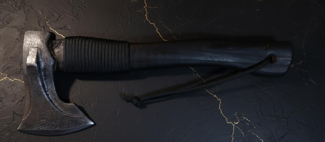 Carbon Steel Survival Axe 14 Inch with Hardwood Handle for Camping & Hunting - 2