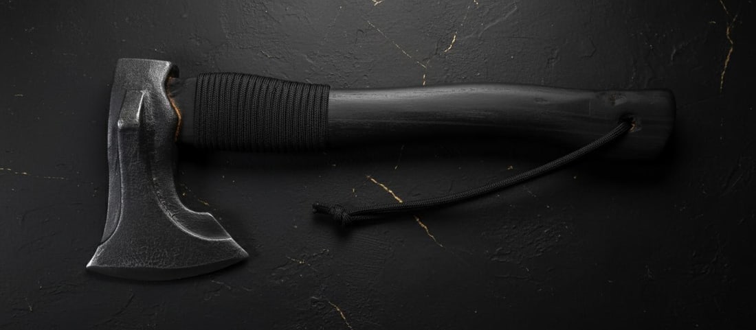 Carbon Steel Survival Axe 14 Inch with Hardwood Handle for Camping & Hunting - 6