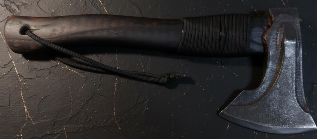 Carbon Steel Survival Axe 14 Inch with Hardwood Handle for Camping & Hunting - 7