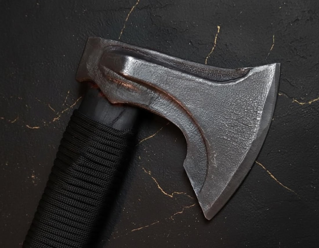 Carbon Steel Survival Axe 14 Inch with Hardwood Handle for Camping & Hunting - 8