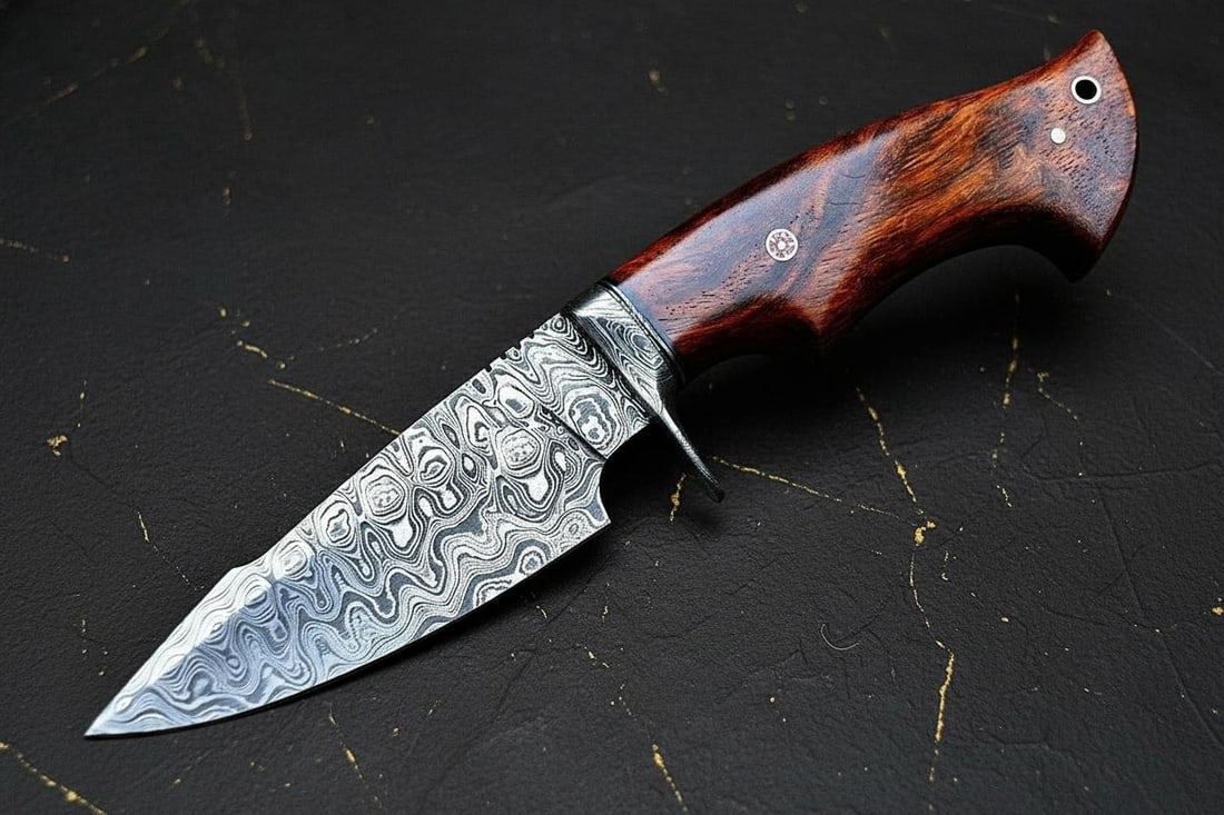 Twisted Damascus Steel Bowie Knife 10" Hand Forged Hunting Blade with Rosewood Grip & Sheath - 2