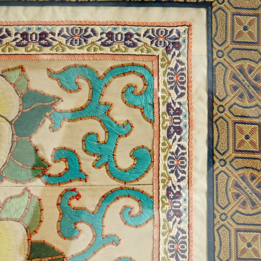 1920s Chinese Silk Rose Robe Sleeve Bands - 6