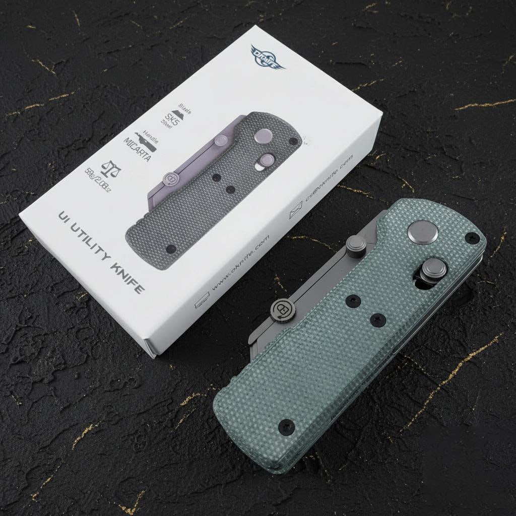 Green Micarta Oknife Otacle U1 Folding Knife with Quick Change Replaceable Blade - 9