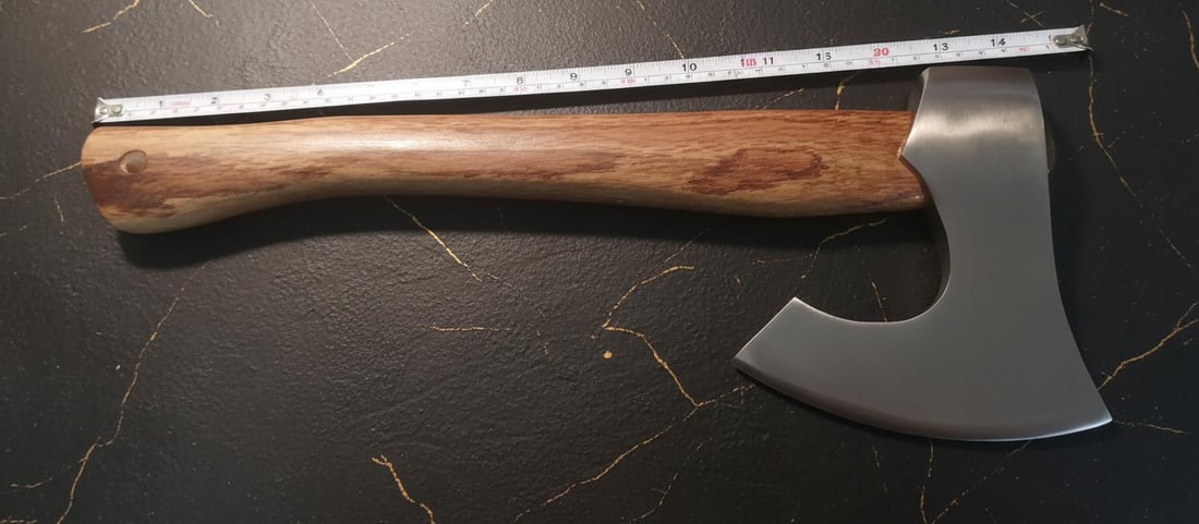 Polished Viking Style Hunting Axe with a Solid Hardwood Handle - 2