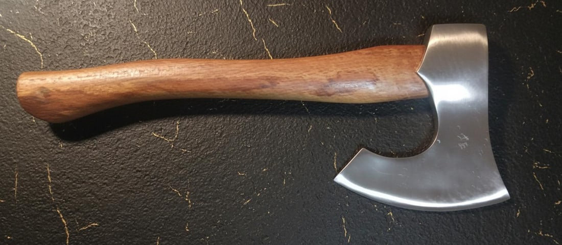 Polished Viking Style Hunting Axe with a Solid Hardwood Handle - 4