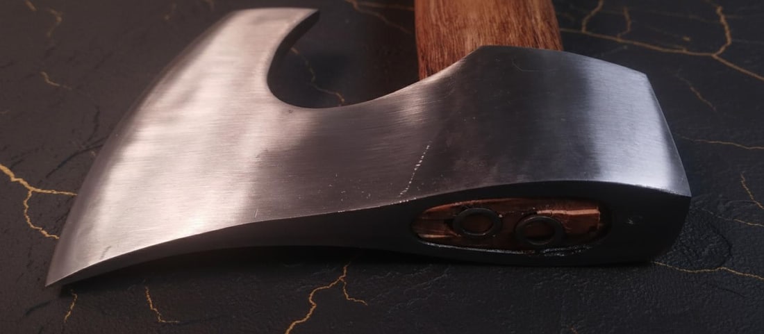 Polished Viking Style Hunting Axe with a Solid Hardwood Handle - 5