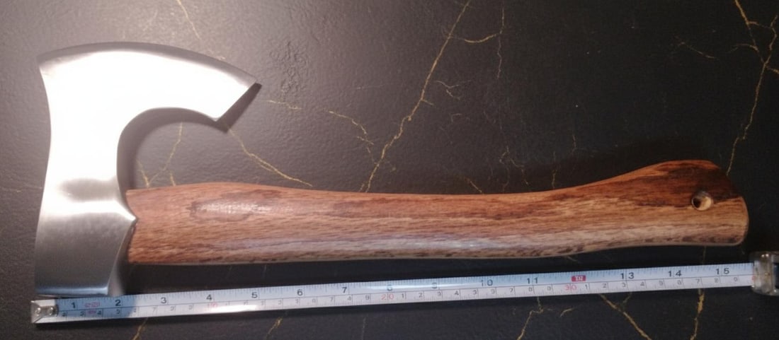 Polished Viking Style Hunting Axe with a Solid Hardwood Handle - 6