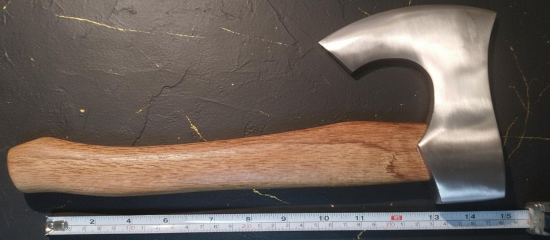 Polished Viking Style Hunting Axe with a Solid Hardwood Handle - 7