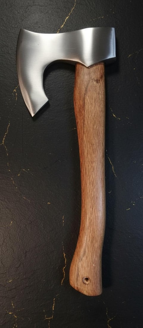 Polished Viking Style Hunting Axe with a Solid Hardwood Handle - 9