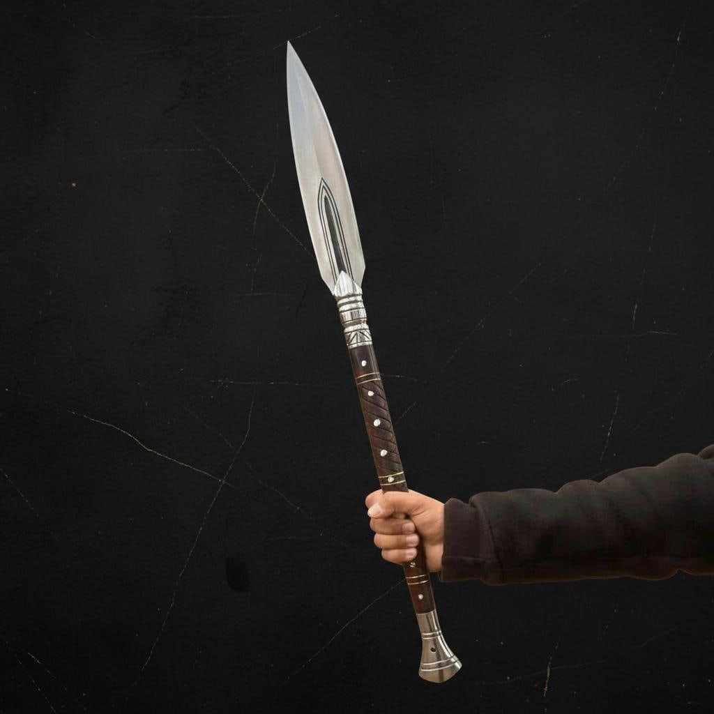 Hand Forged 36" Viking Spear with Full Tang 5160 Carbon Steel Blade and Rosewood Handle - 2