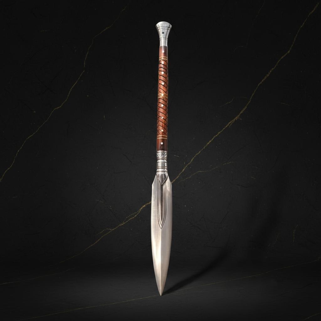 Hand Forged 36" Viking Spear with Full Tang 5160 Carbon Steel Blade and Rosewood Handle - 4