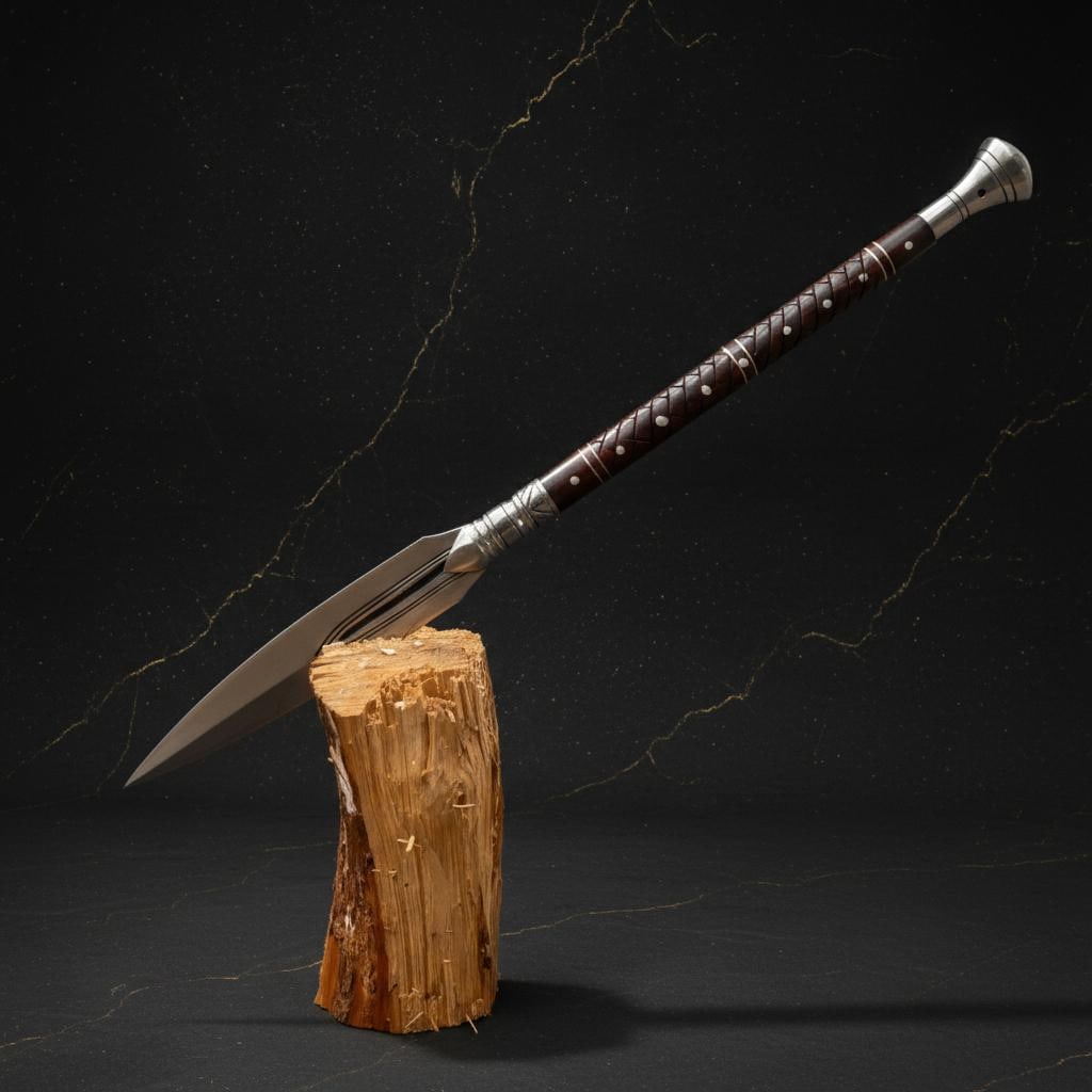 Hand Forged 36" Viking Spear with Full Tang 5160 Carbon Steel Blade and Rosewood Handle - 6