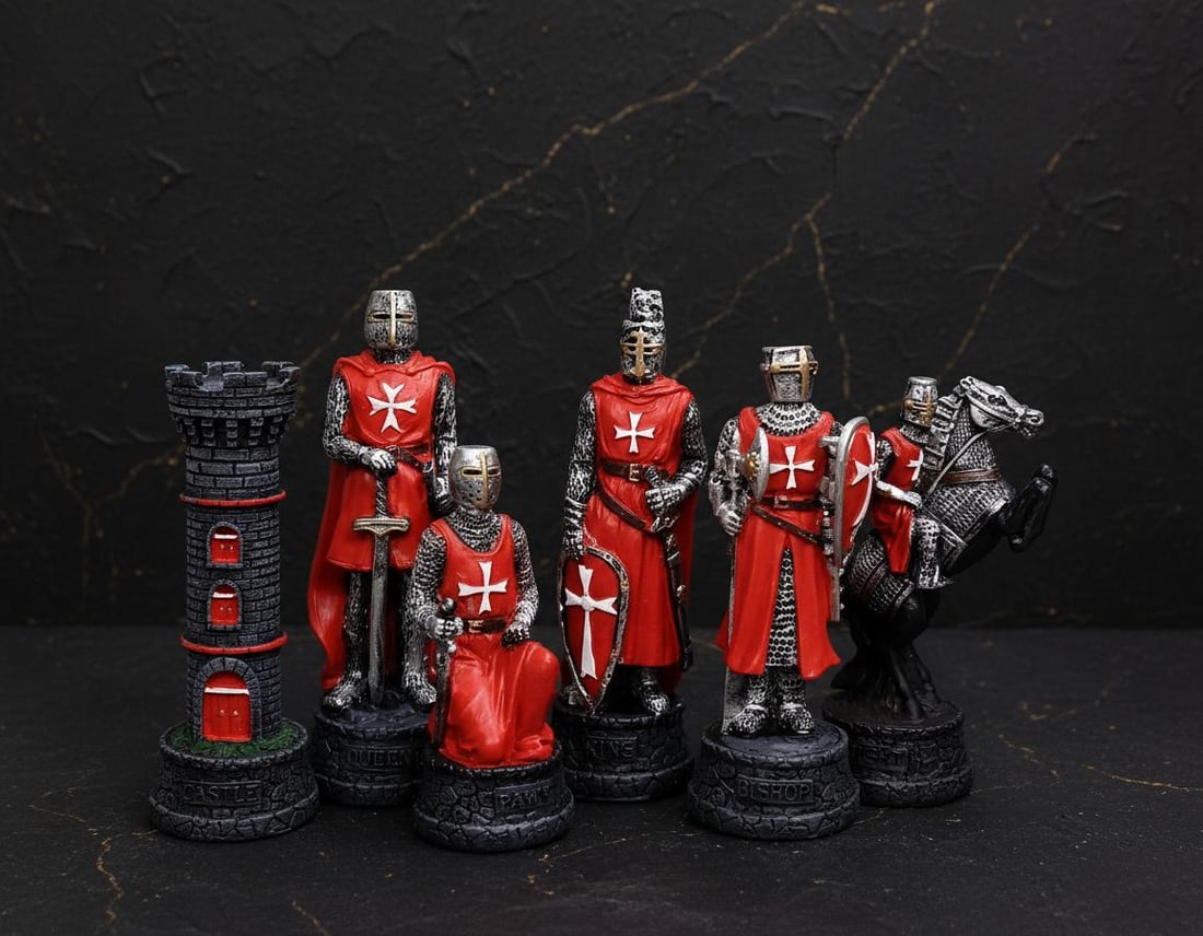 Red & Blue Crusades Chess Set Medieval Maltese Knight Hand Painted Pieces Only: Title:Red & Blue Crusades Chess Set Medieval Maltese Knight Hand Painted Pieces OnlyDescription:This is a brand new set of hand painted chess men, inspired by the Medieval Times and the Crusades.