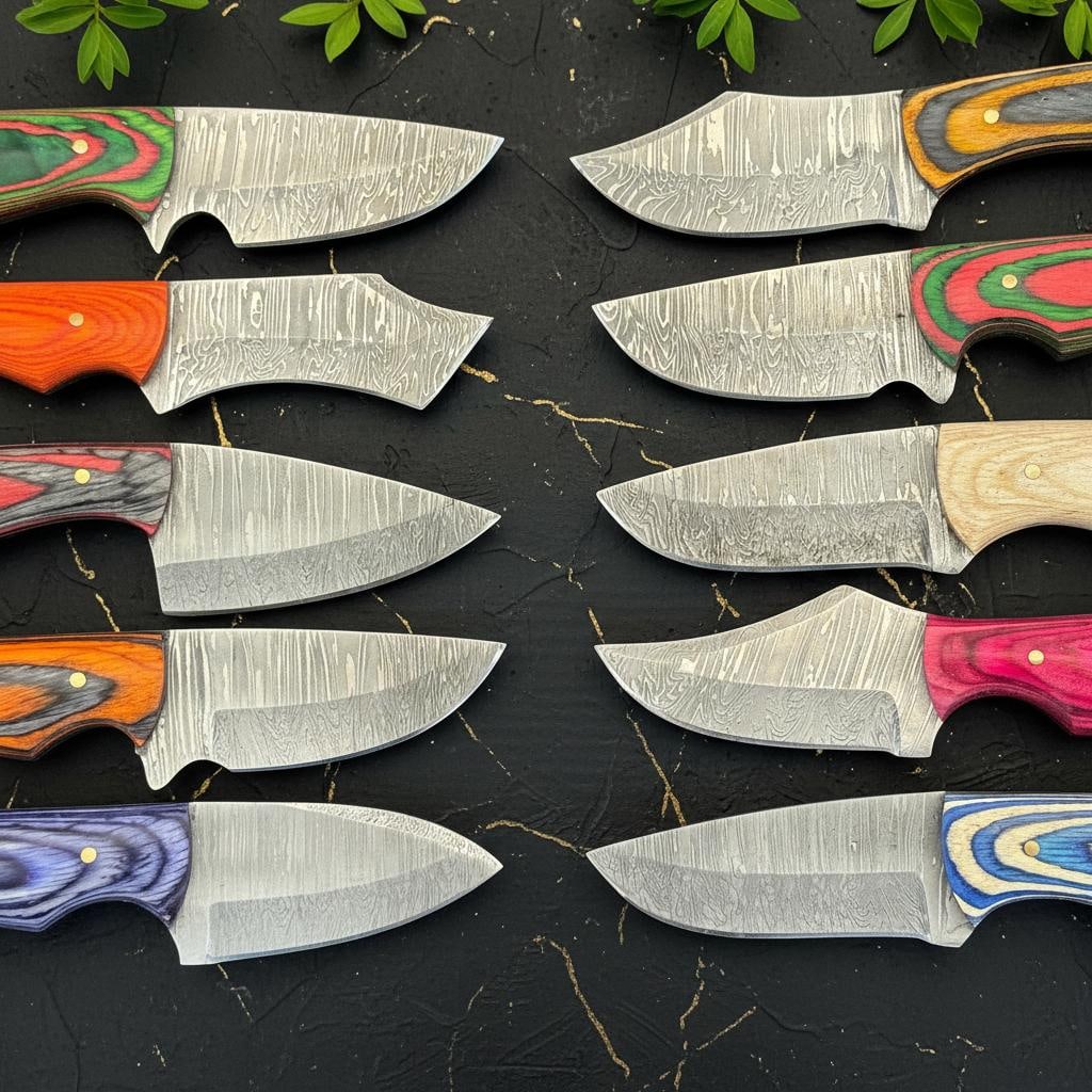 Lot of 10 Damascus Steel Skinner Knives 6" Hunting Blades with Pakka Wood Handles - 2