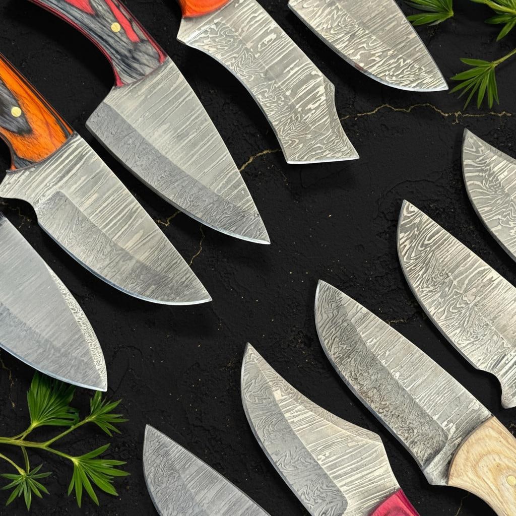 Lot of 10 Damascus Steel Skinner Knives 6" Hunting Blades with Pakka Wood Handles - 5