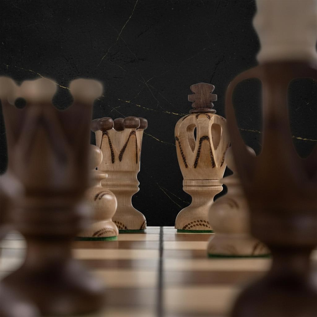 Large Wooden Folding Chess Set 18 inch with Weighted Pieces Handcrafted in Poland - 6