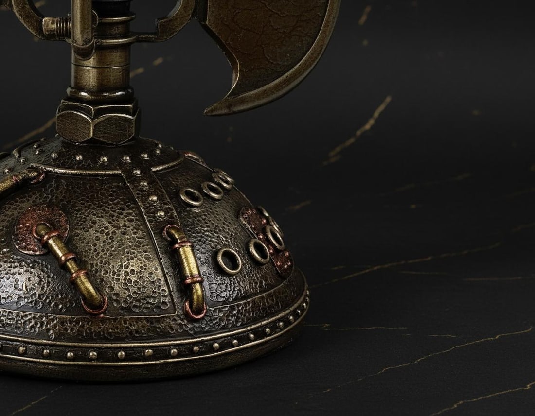 Steampunk Anglerfish Submarine Sculpture 12 Inch LED Light Statue Cold Cast Bronze - 5