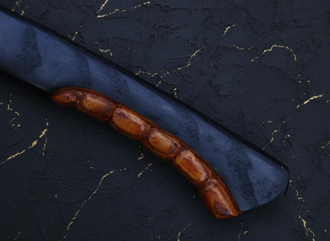 Handmade Viking Style Tomahawk Axe with Etched Carbon Steel Blade & Ash Handle - 7