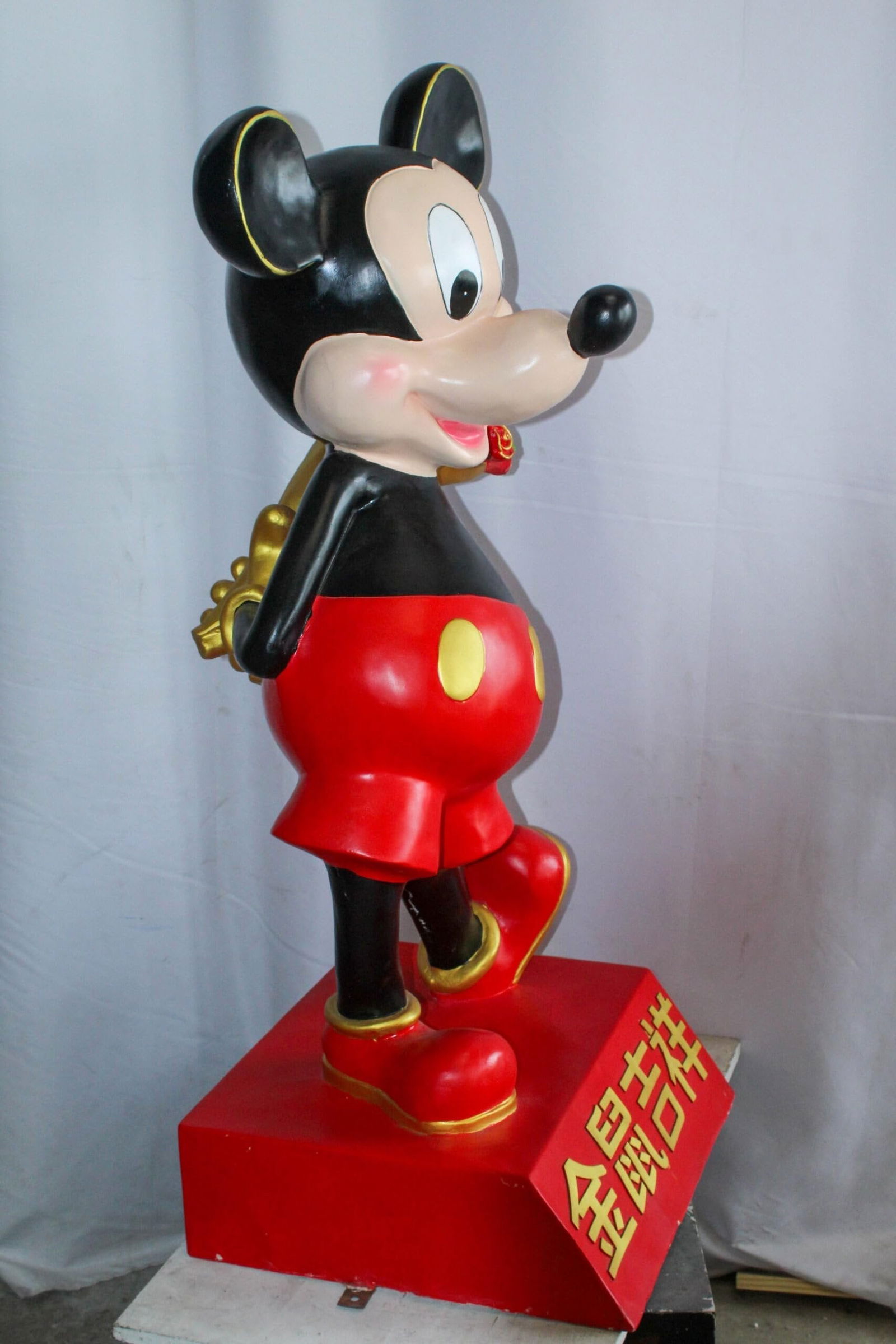 Large Cartoon Girl Character Holding Gold Bowl Statue 21" x 21" x 47"H - 7