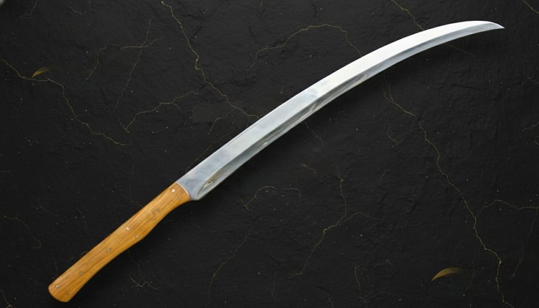 Battle Ready D2 Tool Steel Sword, Hand Forged 33" Curved Blade & Rosewood Grip: Title:Battle Ready D2 Tool Steel Sword, Hand Forged 33" Curved Blade & Rosewood GripDescription:This listing is for a hand forged, battle ready sword featuring a robust D2 tool steel blade. The
