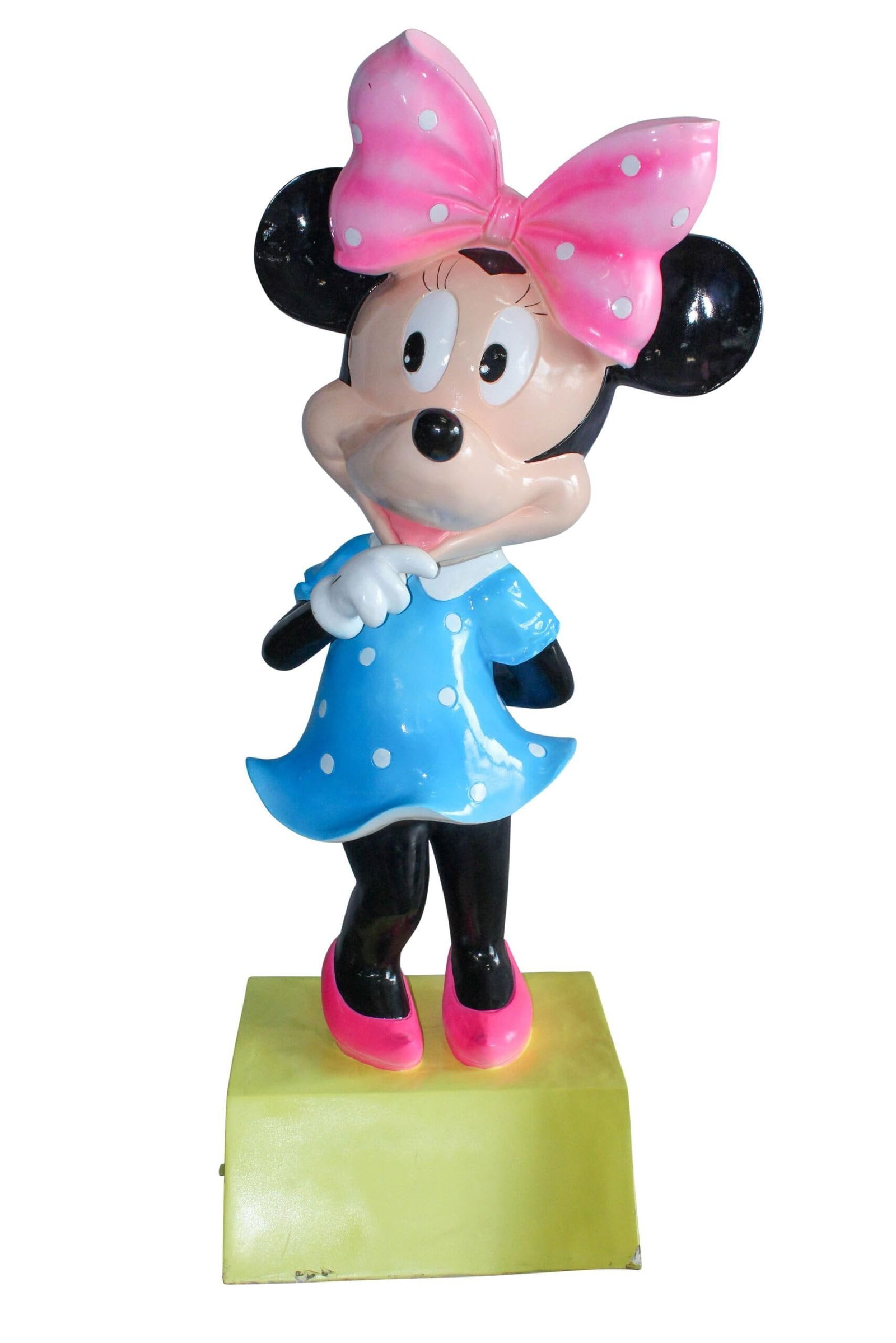 Large Cartoon Mouse Character Statue With Hands On Hips 22" x 29" x 70"H: Title:Large Cartoon Mouse Character Statue With Hands On Hips 22" x 29" x 70"HDescription:Eye-catching oversized cartoon mouse statue with classic black, red, and yellow outfit featuring a