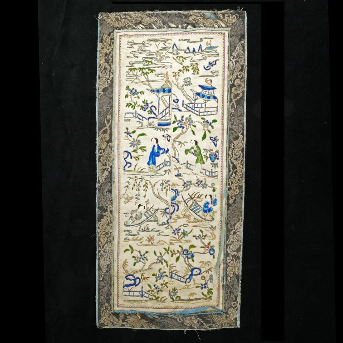 19th C Chinese Embroidered Silk Panels (1 of 9)