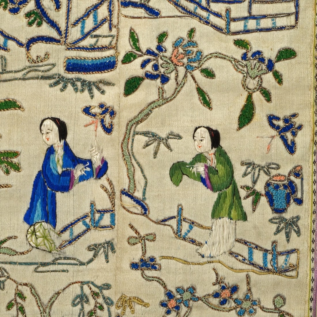 19th C Chinese Embroidered Silk Panels - 3