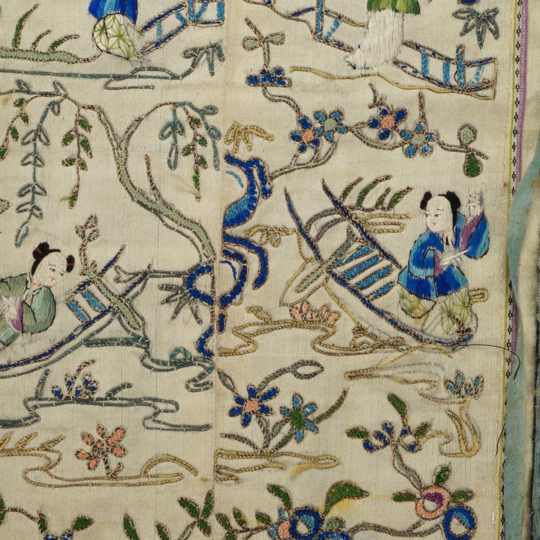 19th C Chinese Embroidered Silk Panels - 4