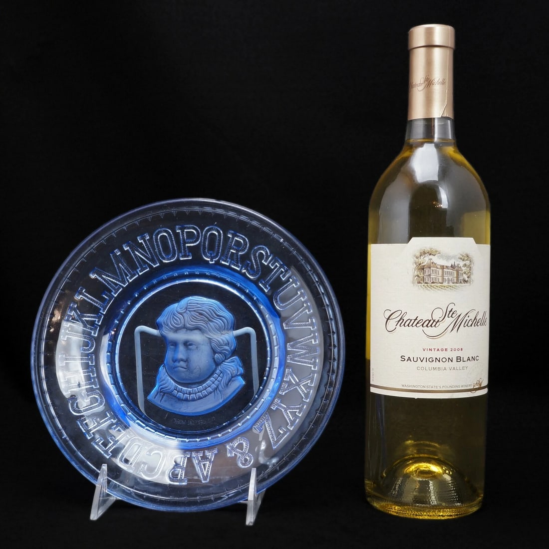 Vintage Cobalt Blue Child's Alphabet Plate - 2