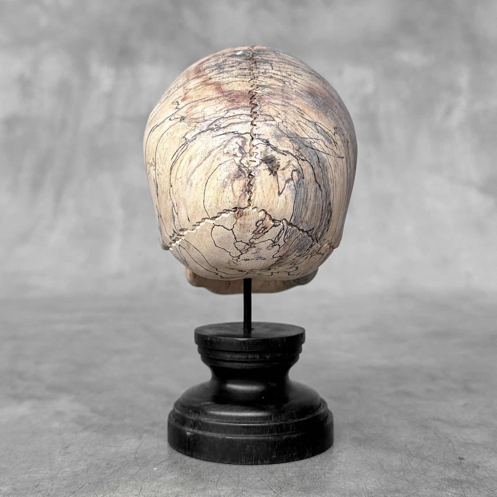 Wonderful human skull with a beautiful grain on a custom stand - 6