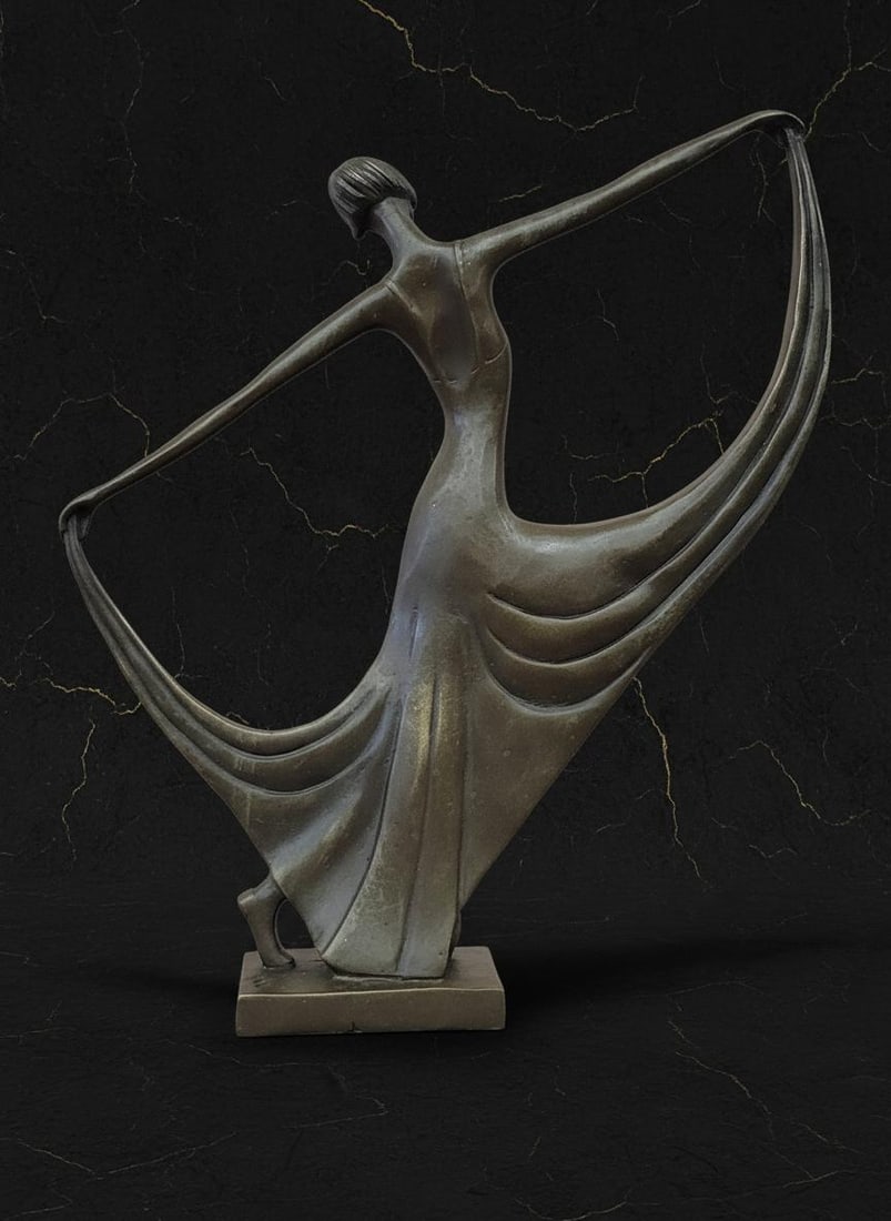Signed Milo Bronze Sculpture of a Graceful Dancer Art Deco Statue on Marble Base - 5